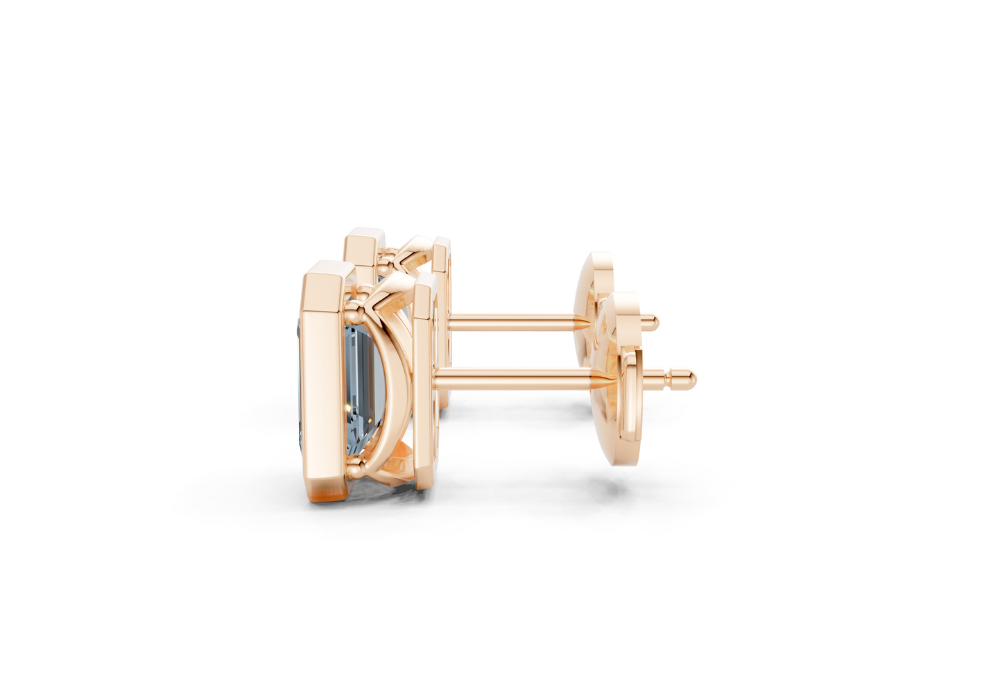 Solane Blue Diamond Emerald Cut Bezel Studs