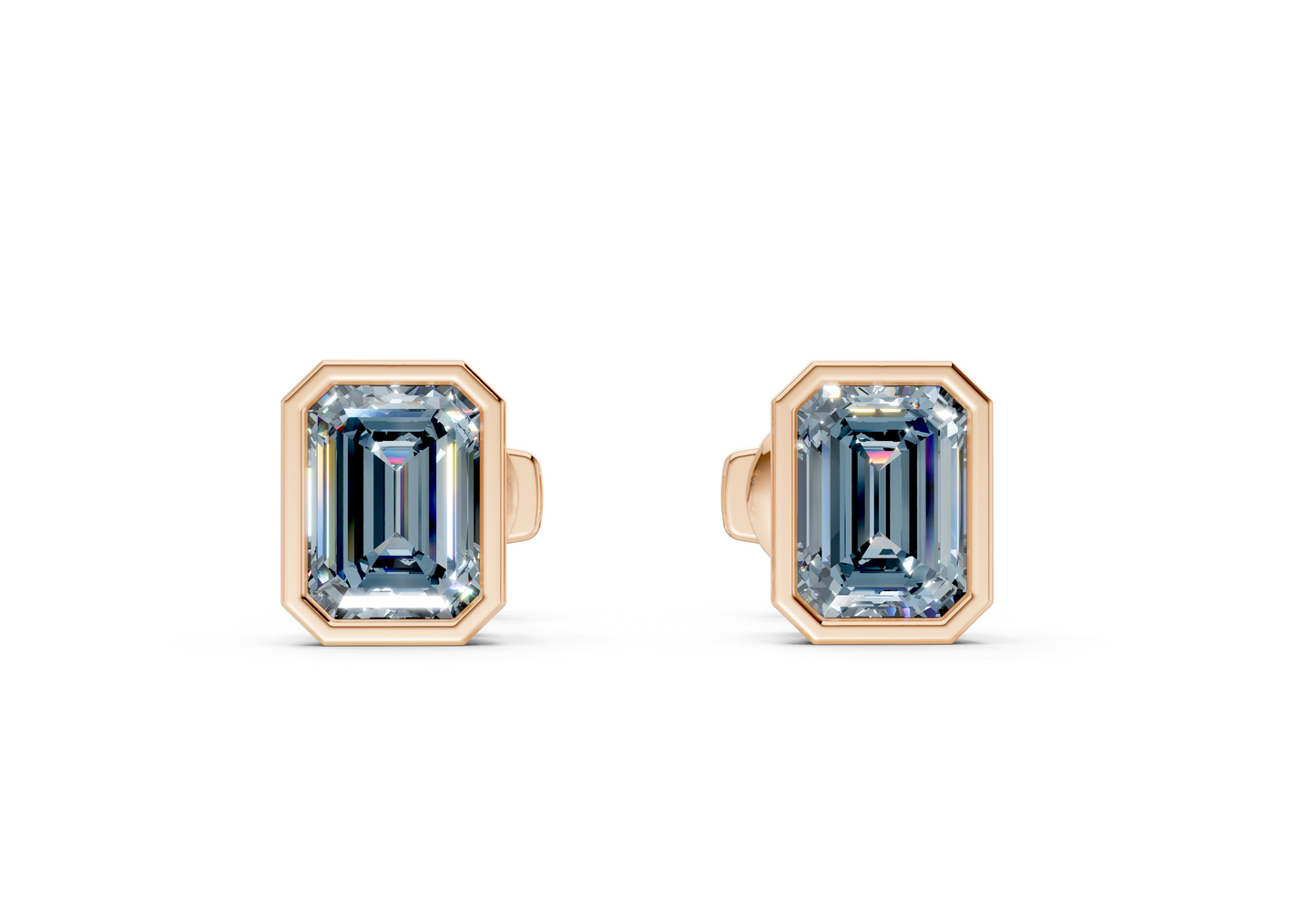 Solane Blue Diamond Emerald Cut Bezel Studs