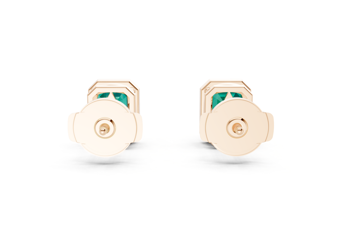 Solane Emerald Gemstone Emerald Cut Bezel Studs