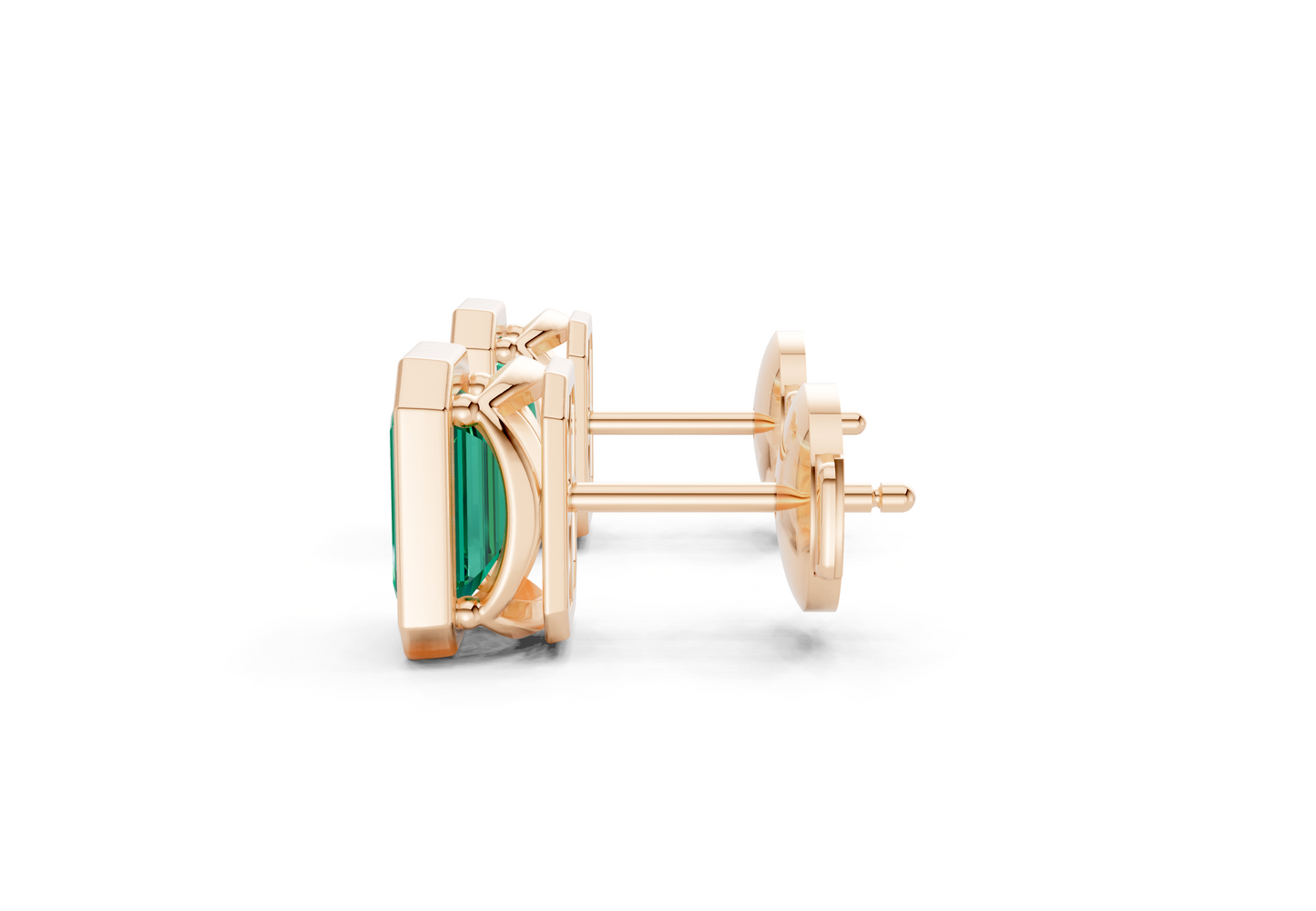 Solane Emerald Gemstone Emerald Cut Bezel Studs