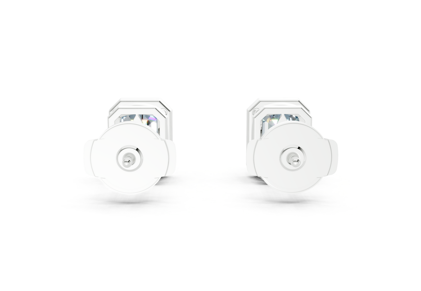 Solane Blue Diamond Emerald Cut Bezel Studs