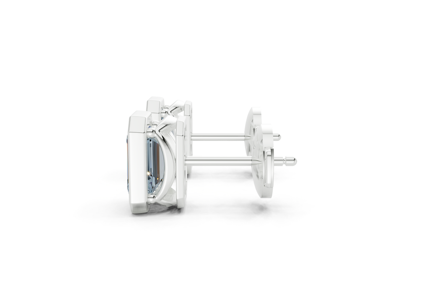 Solane Blue Diamond Emerald Cut Bezel Studs