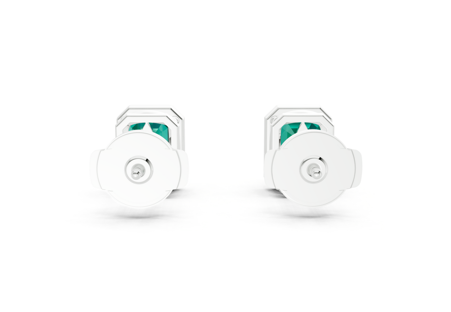 Solane Emerald Gemstone Emerald Cut Bezel Studs