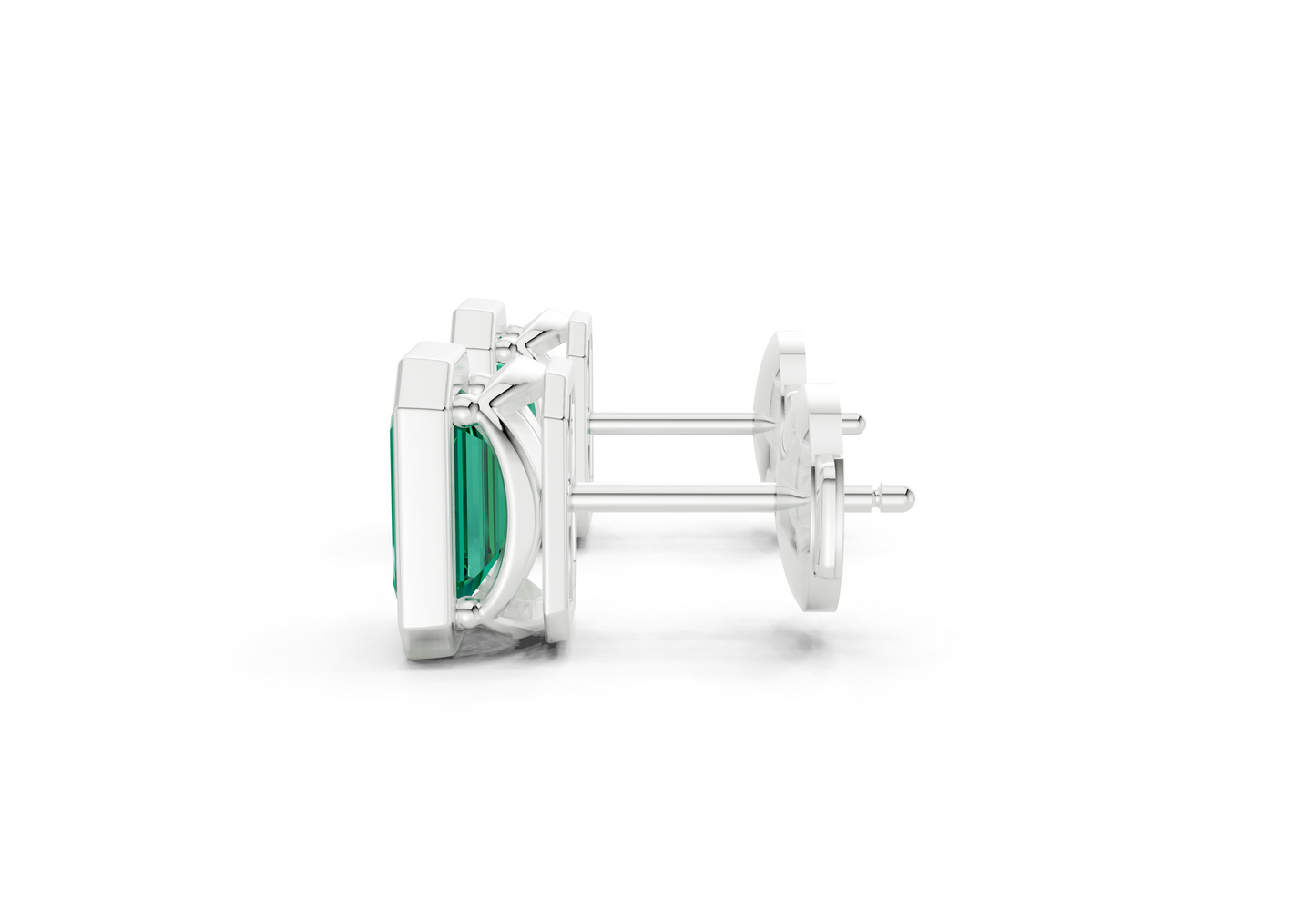 Solane Emerald Gemstone Emerald Cut Bezel Studs