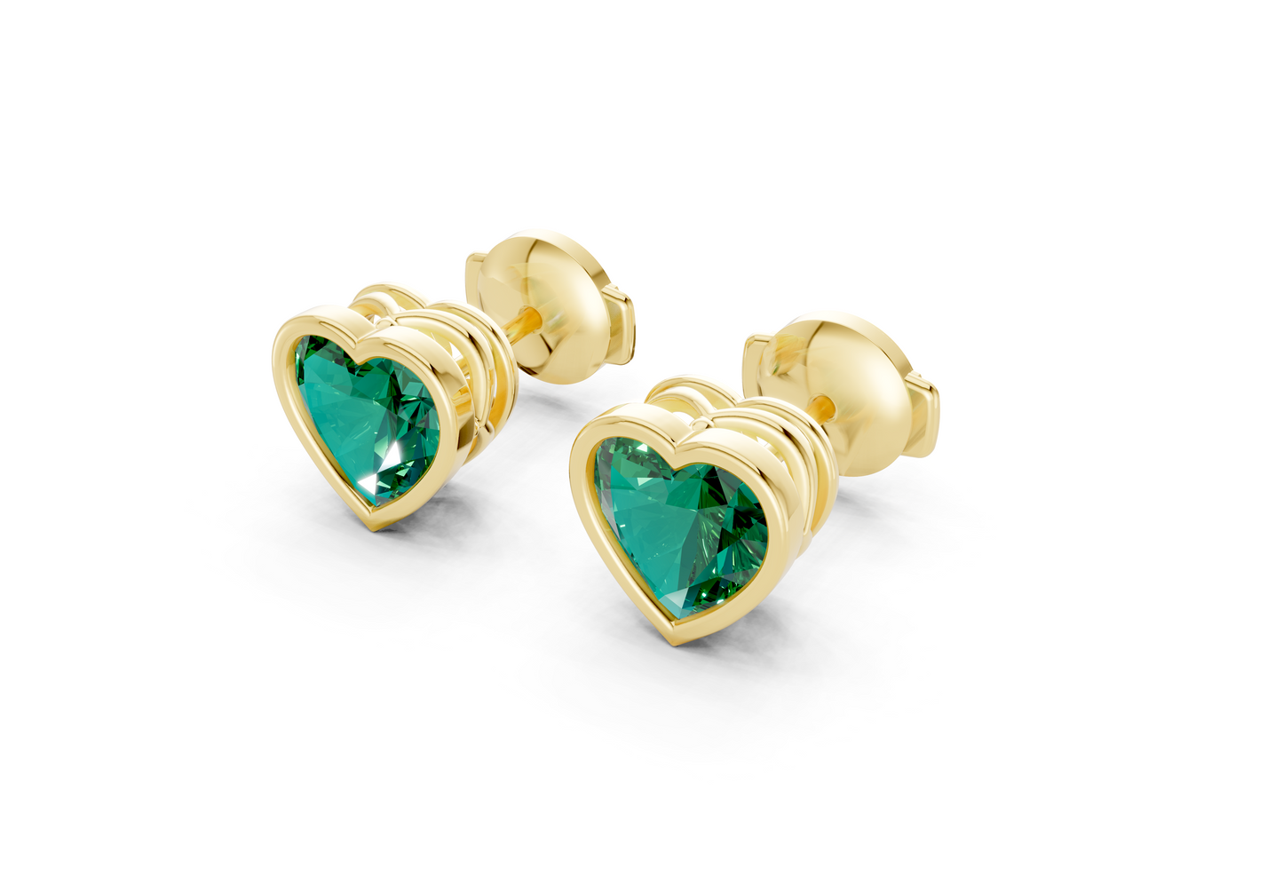 Solane Emerald Gemstone Heart Cut Bezel Studs