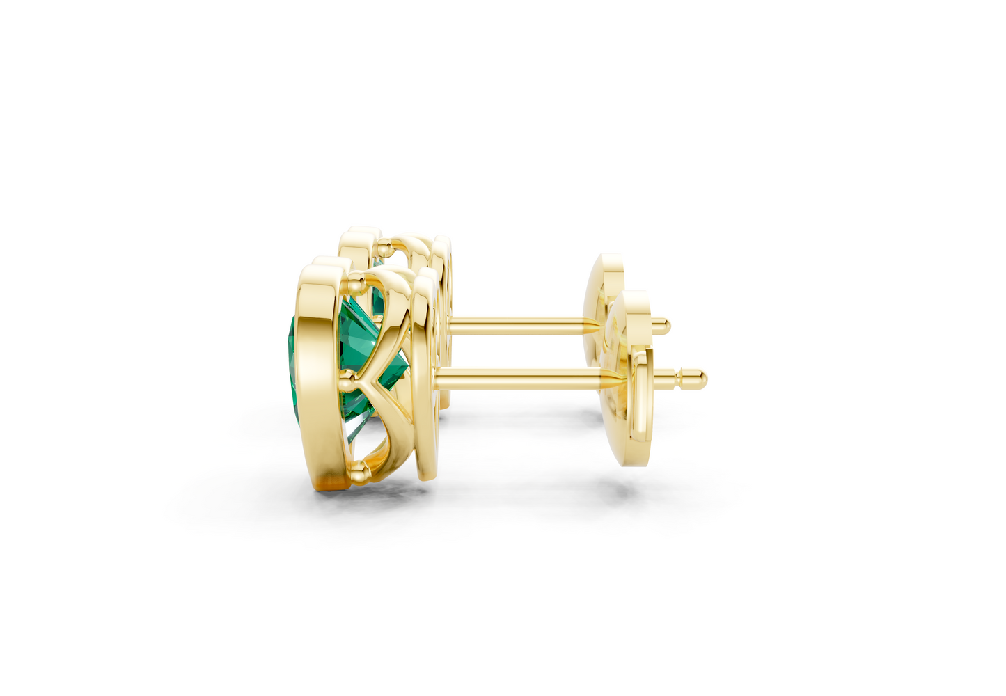 Solane Emerald Gemstone Heart Cut Bezel Studs