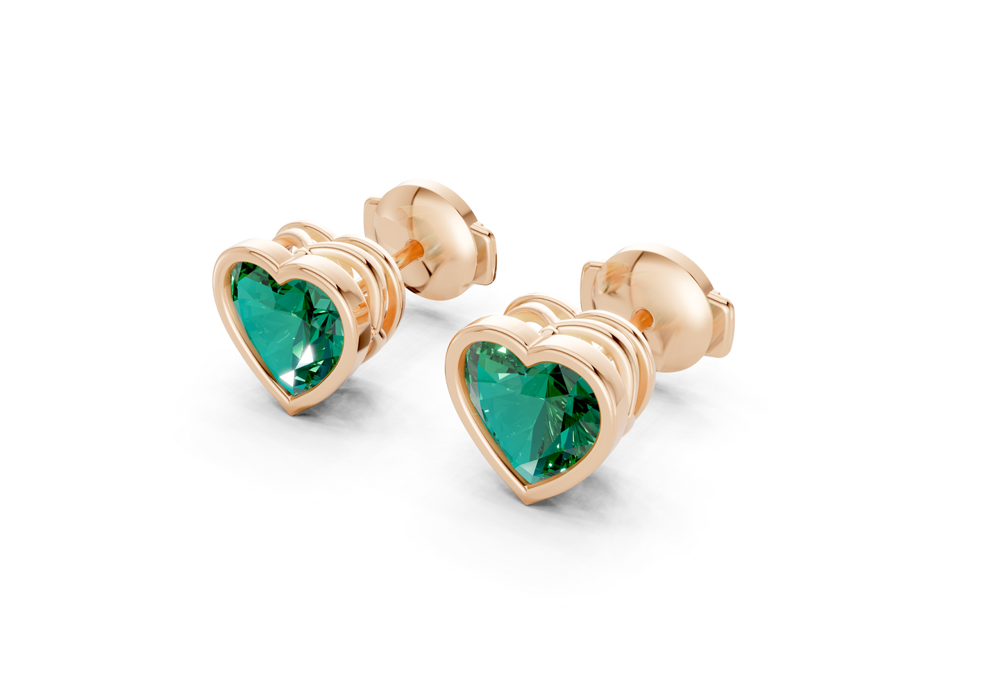 Solane Emerald Gemstone Heart Cut Bezel Studs