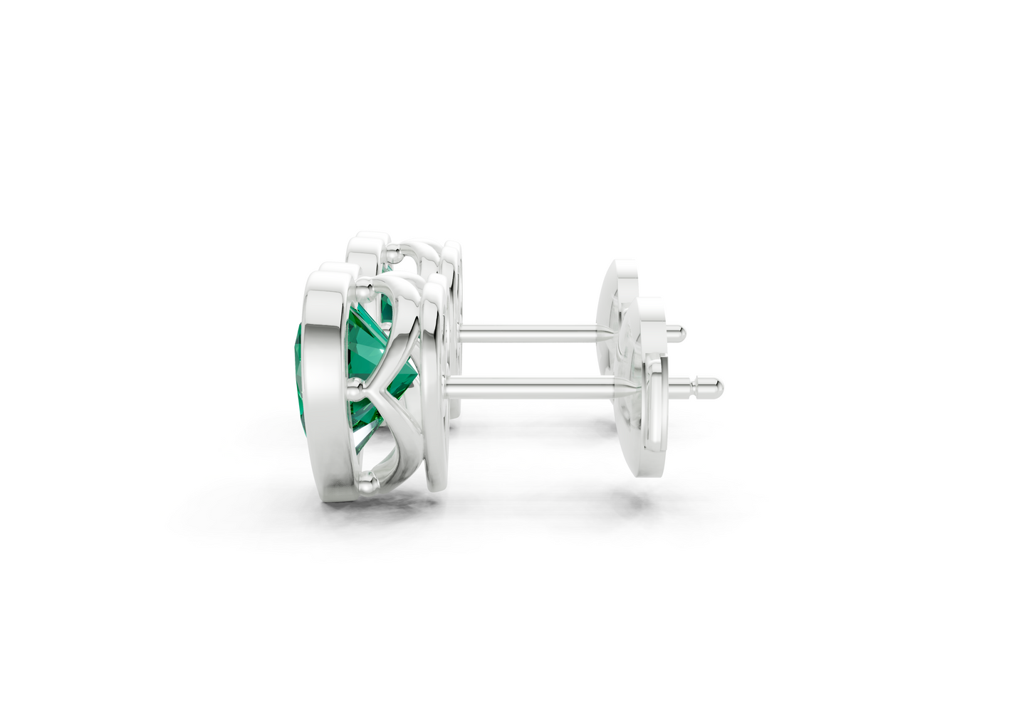 Solane Emerald Gemstone Heart Cut Bezel Studs