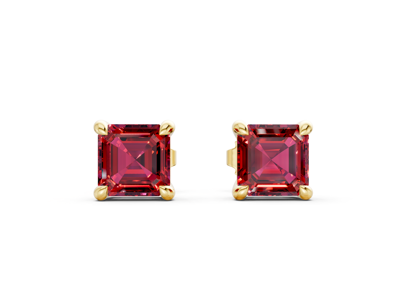 Geneva Classic Ruby Gemstone Asscher Cut Studs