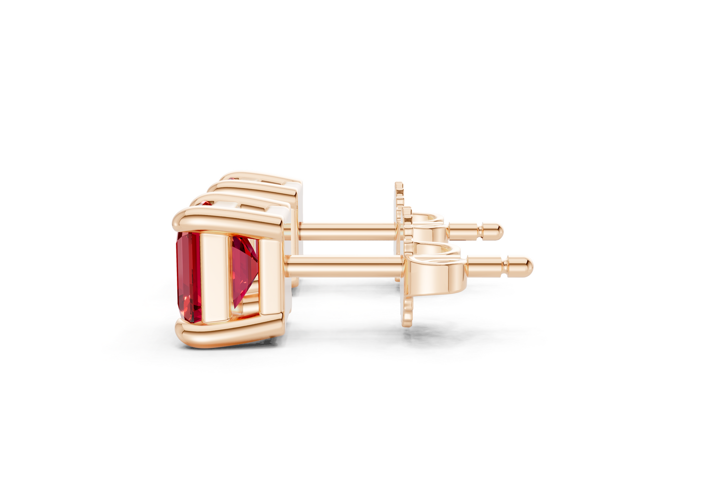 Geneva Classic Ruby Gemstone Asscher Cut Studs