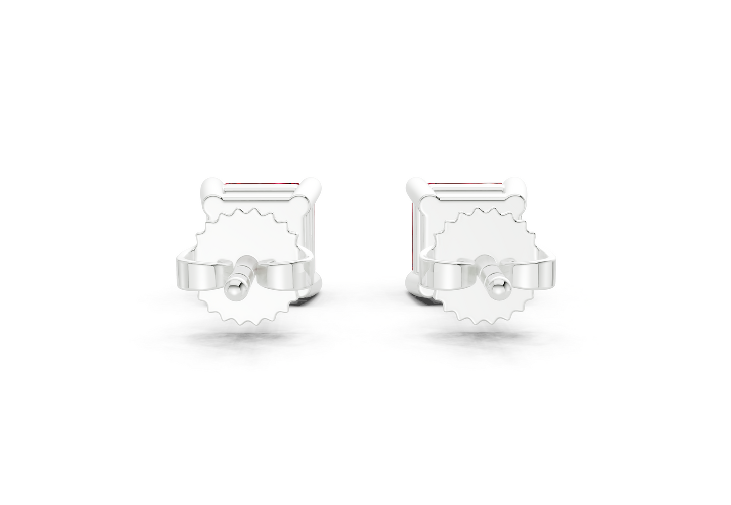 Geneva Classic Ruby Gemstone Asscher Cut Studs