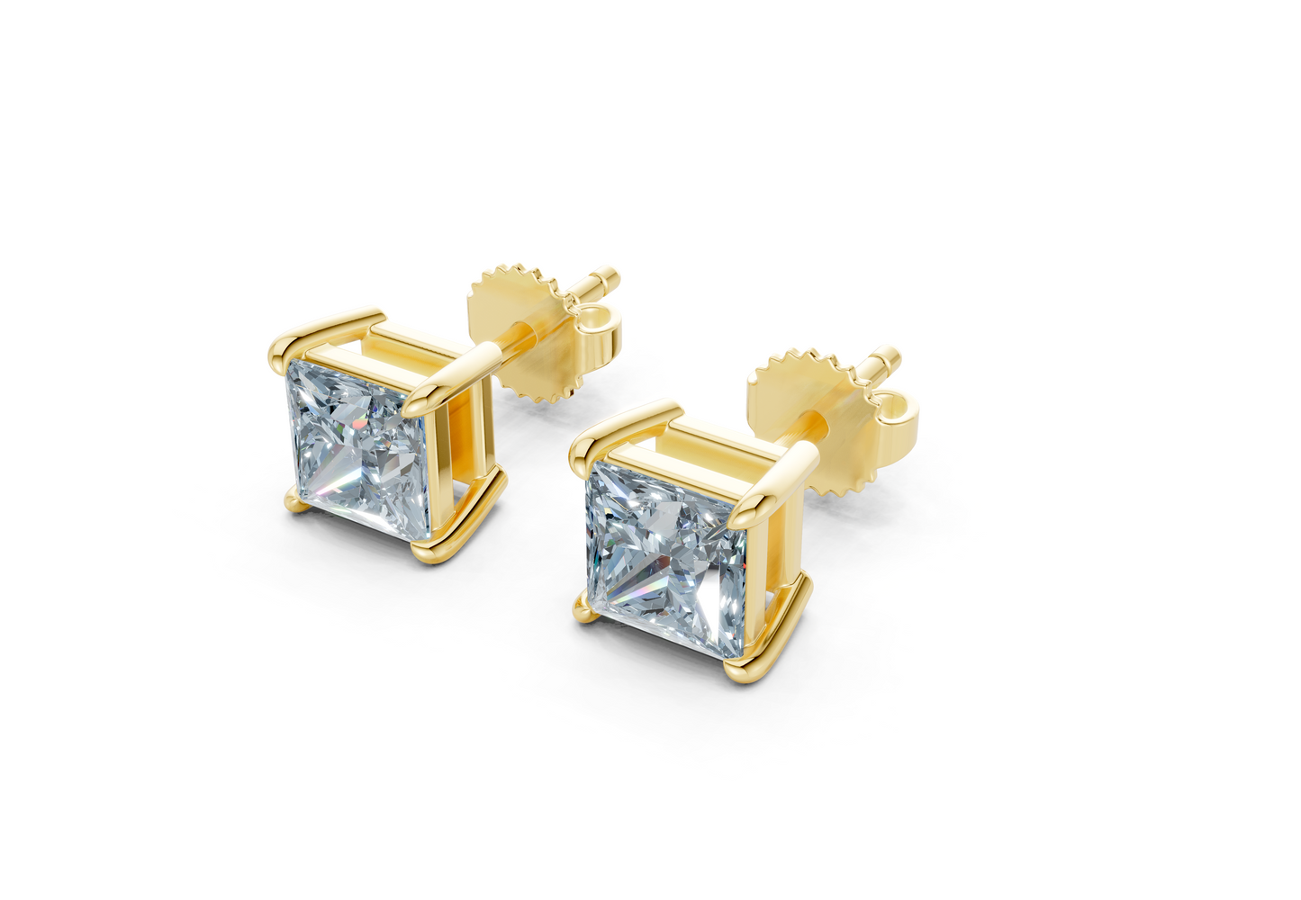 Geneva Classic Blue Diamond Princess Cut Studs