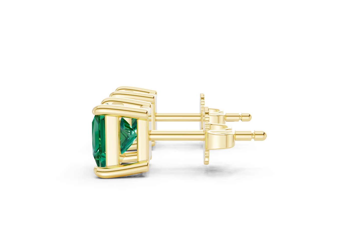 Geneva Classic Emerald Gemstone Princess Cut Studs
