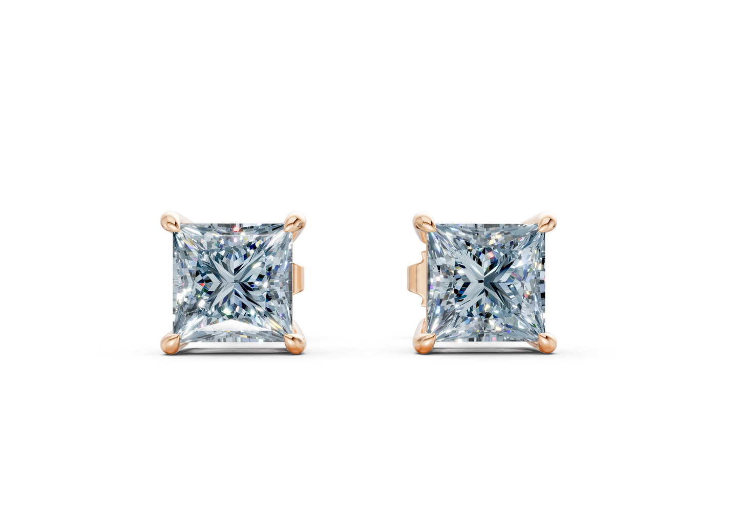 Geneva Classic Blue Diamond Princess Cut Studs
