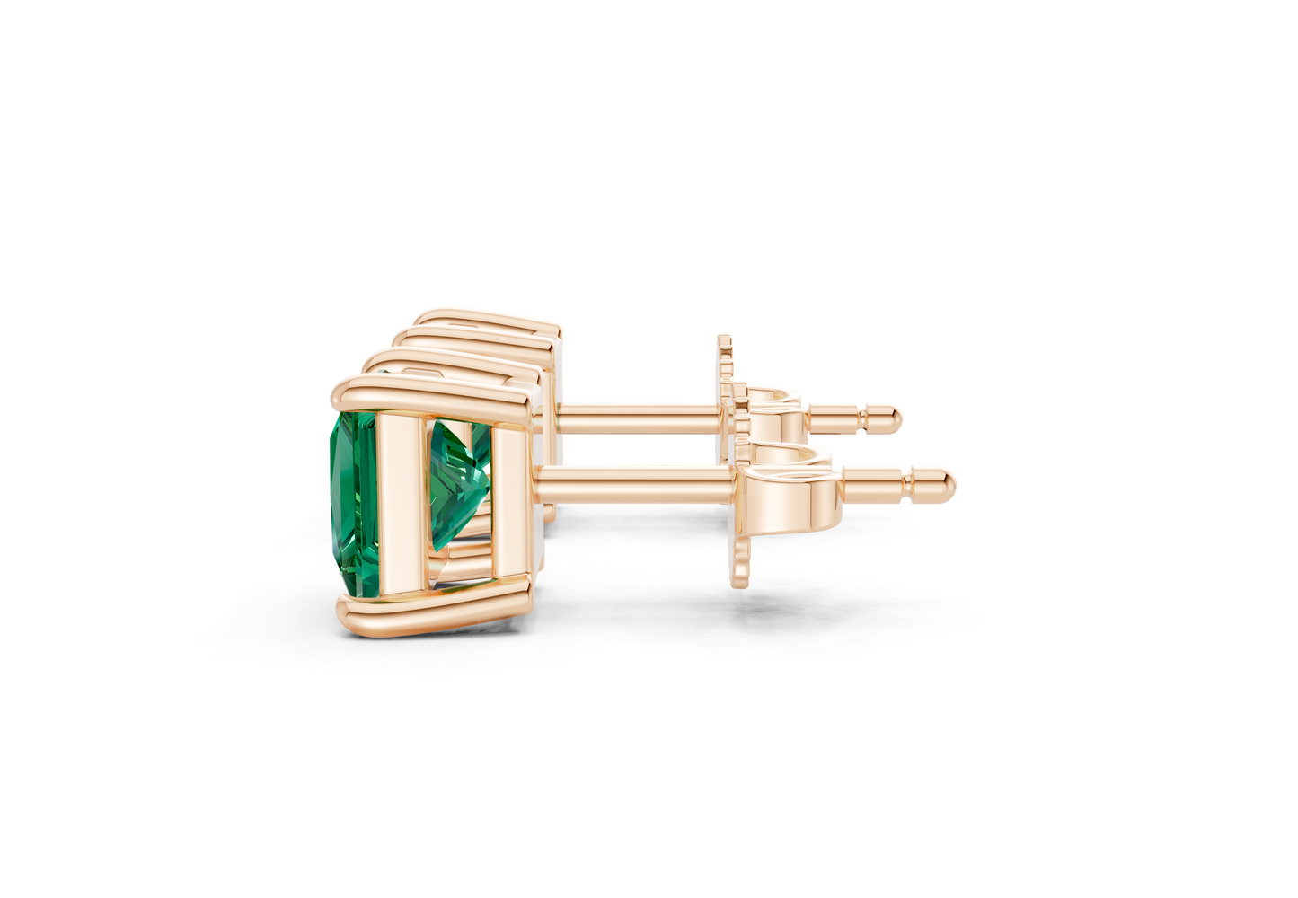 Geneva Classic Emerald Gemstone Princess Cut Studs