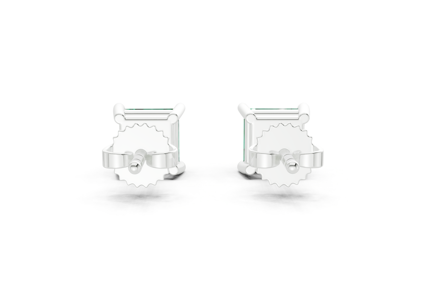 Geneva Classic Emerald Gemstone Princess Cut Studs