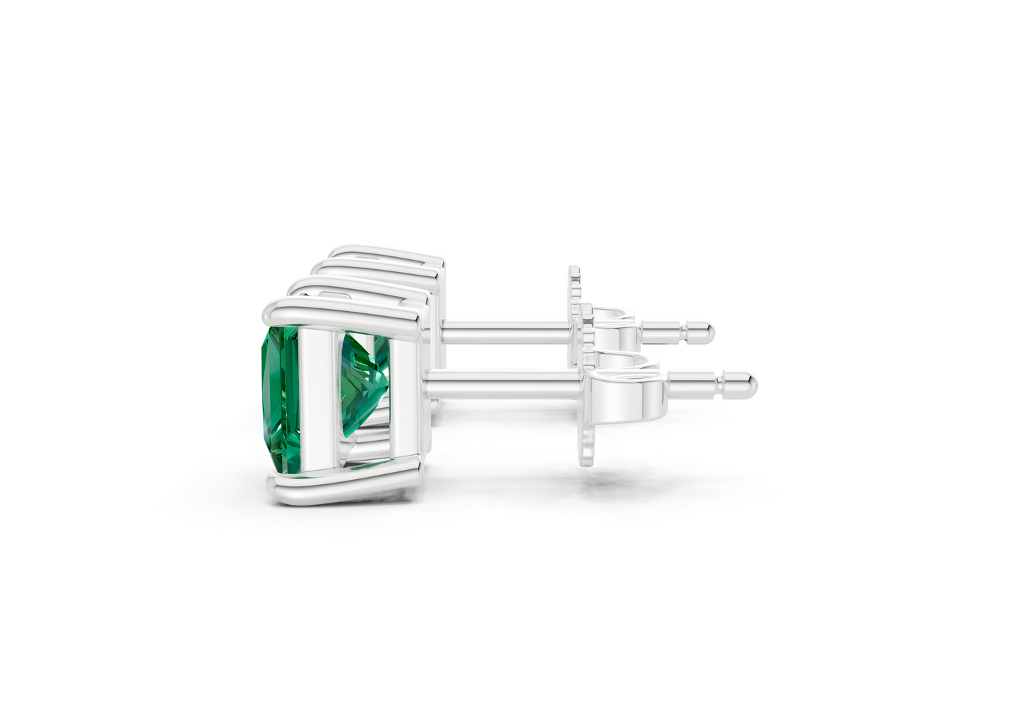Geneva Classic Emerald Gemstone Princess Cut Studs