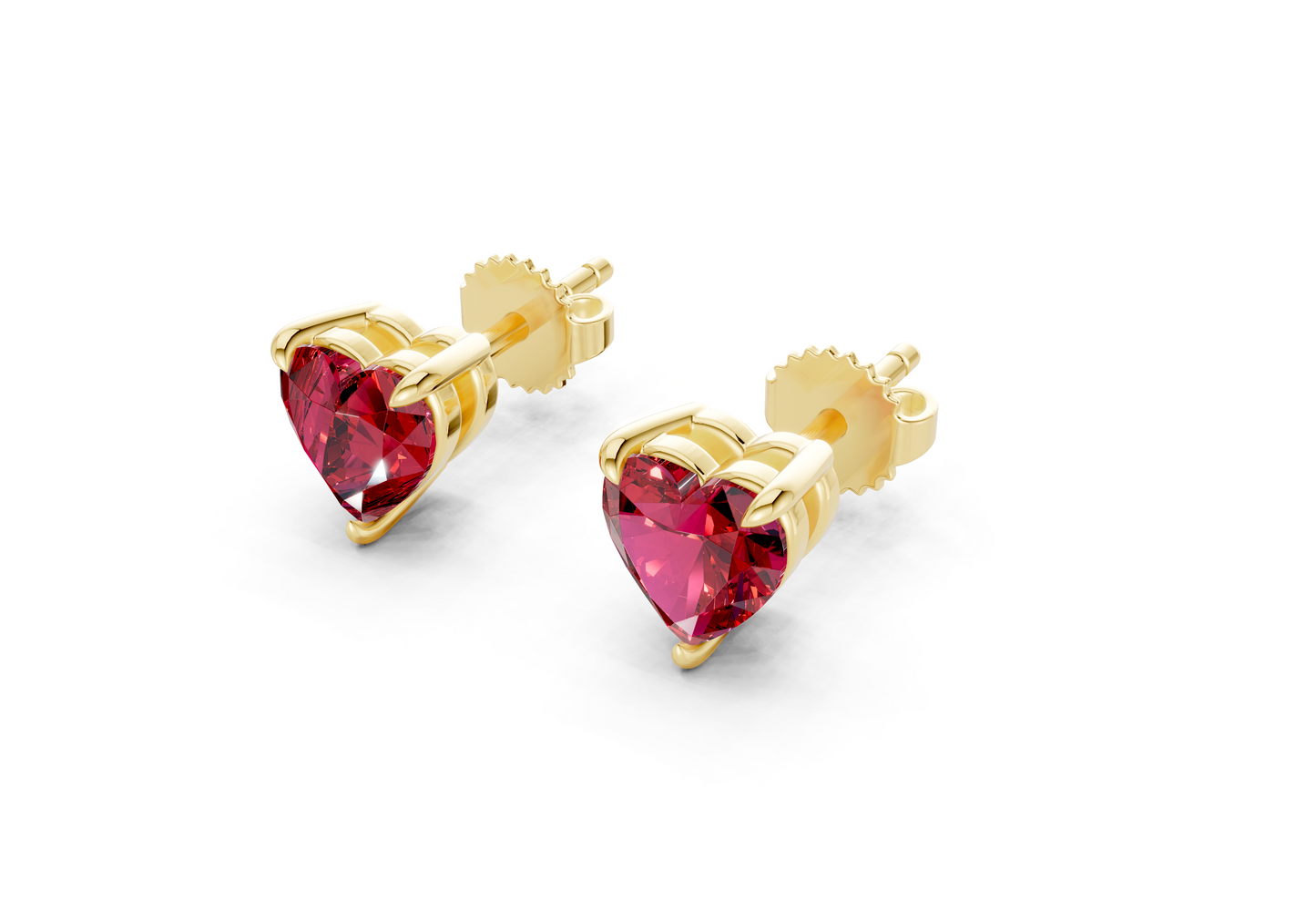 Geneva Classic Ruby Gemstone Heart Cut Studs