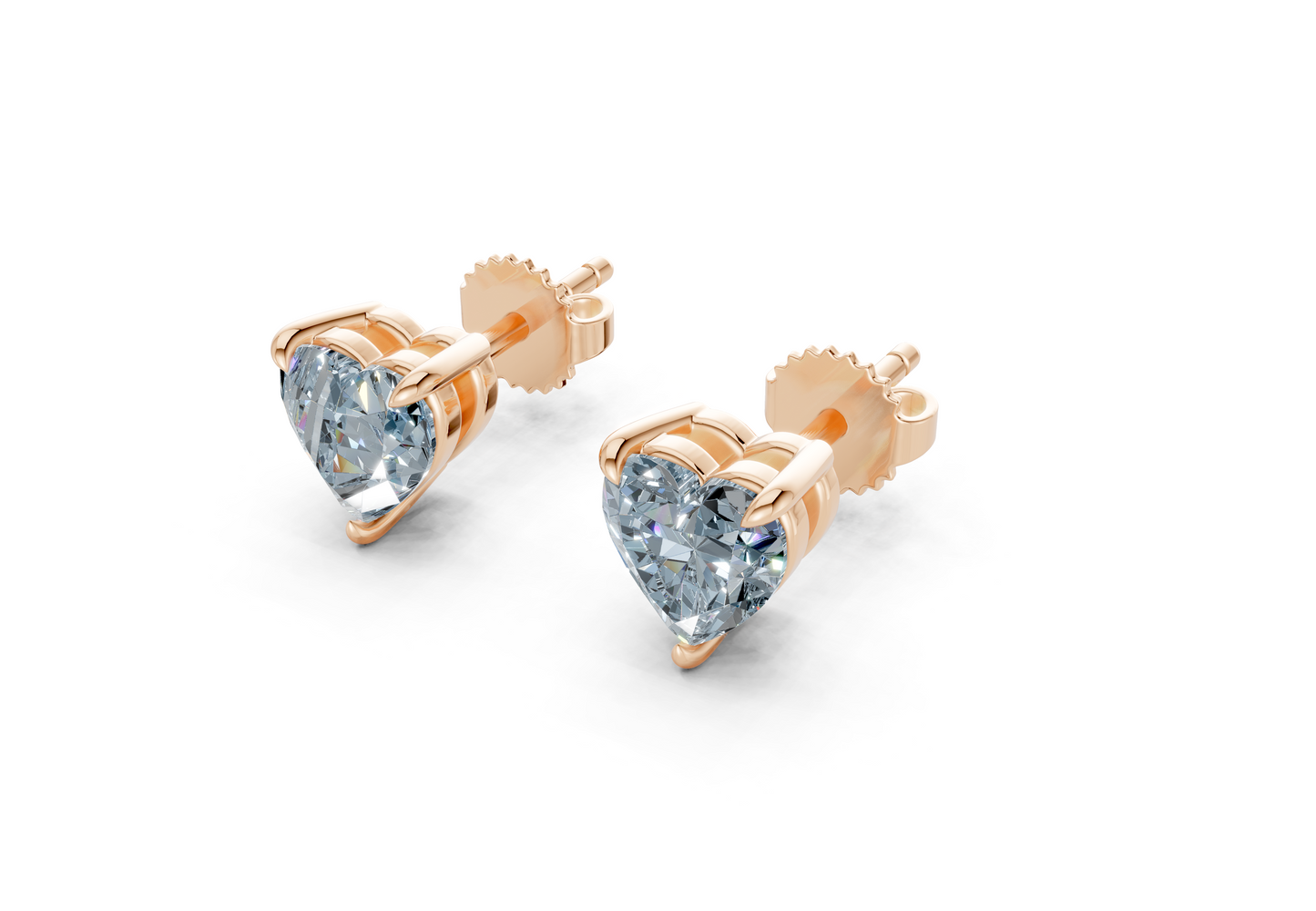 Geneva Classic Blue Diamond Heart Cut Studs
