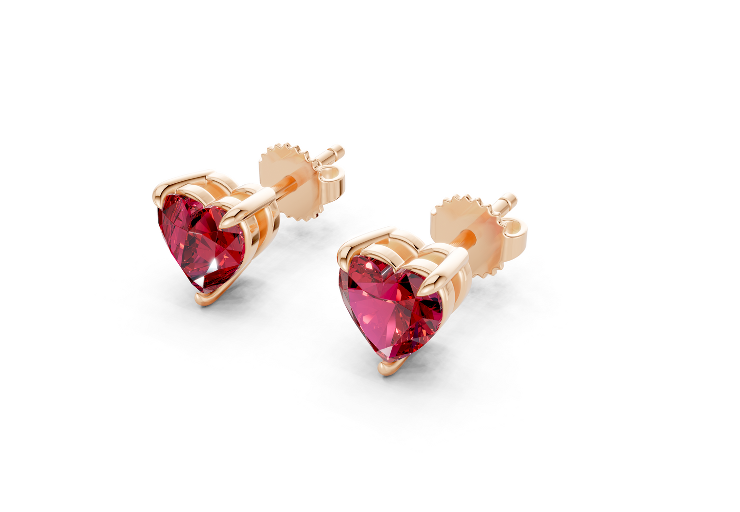 Geneva Classic Ruby Gemstone Heart Cut Studs