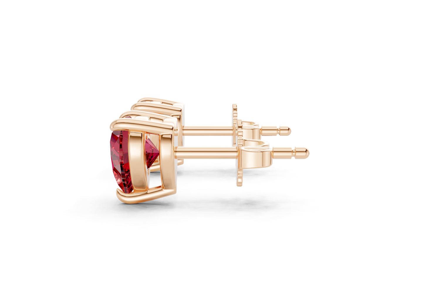 Geneva Classic Ruby Gemstone Heart Cut Studs