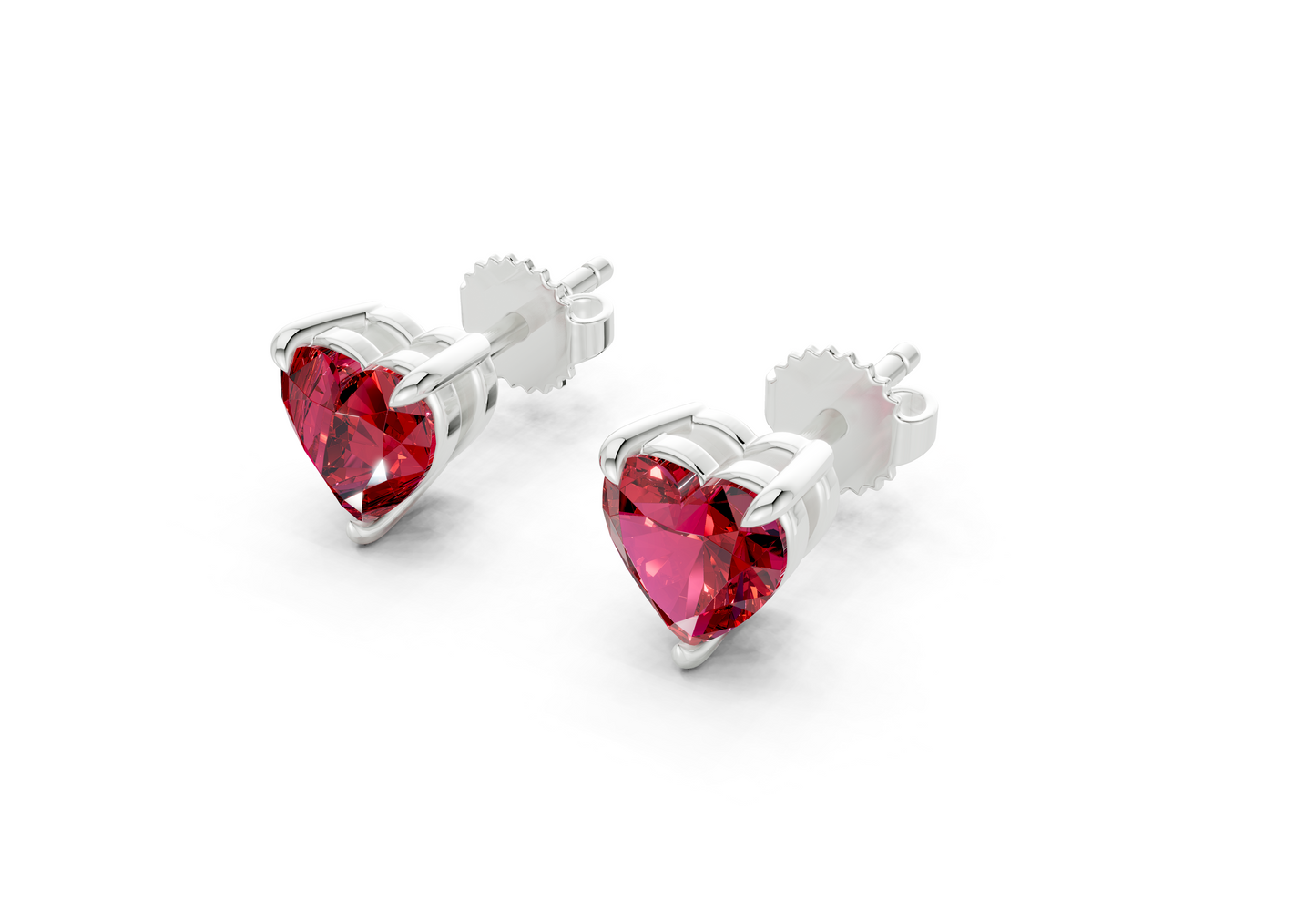 Geneva Classic Ruby Gemstone Heart Cut Studs