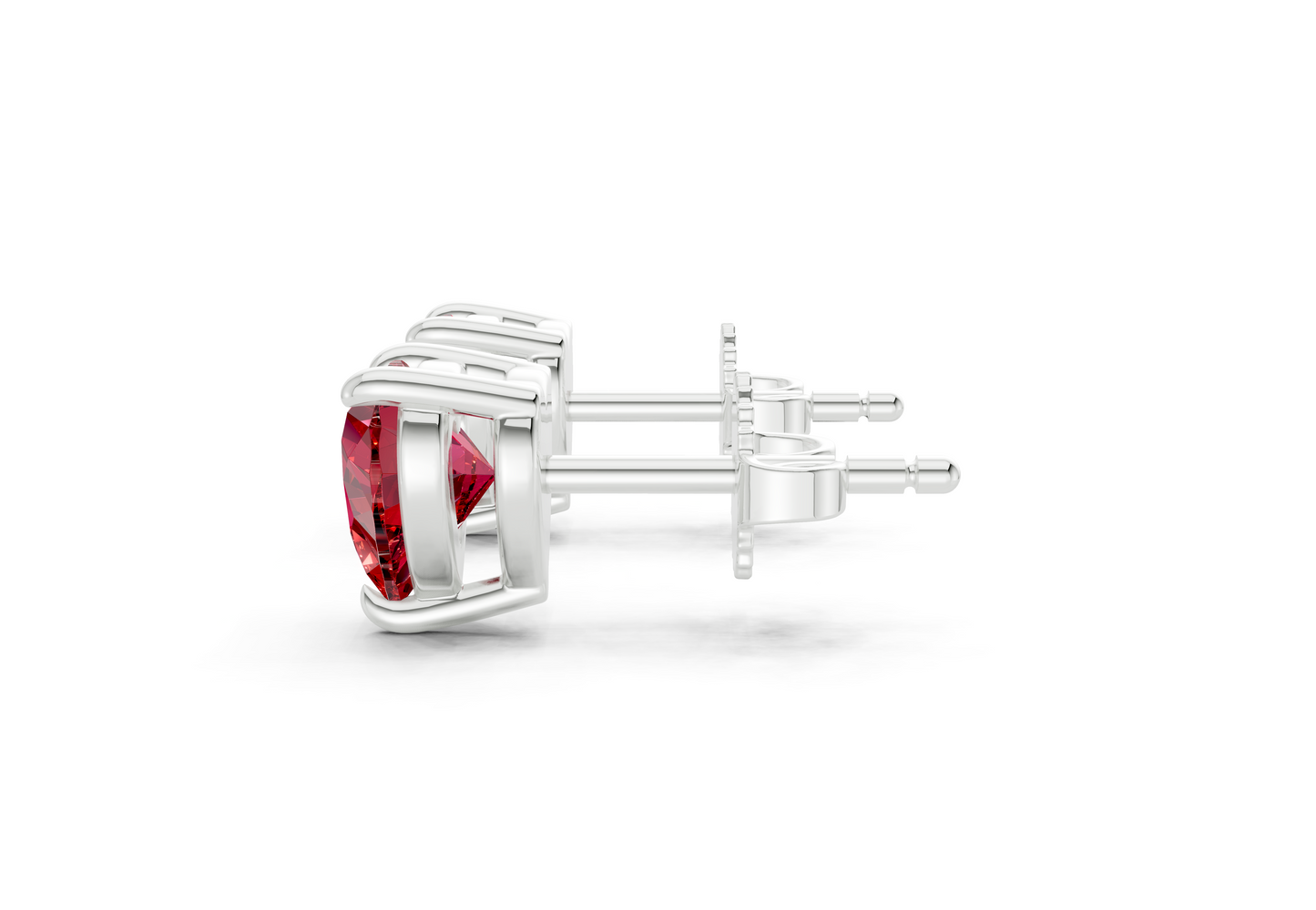 Geneva Classic Ruby Gemstone Heart Cut Studs