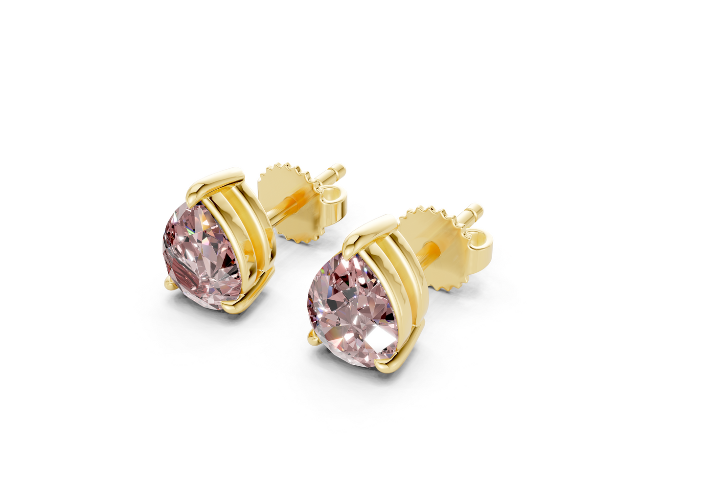 Geneva Classic Pink Diamond Pear Cut Studs