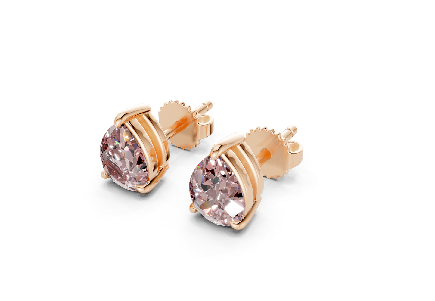 Geneva Classic Pink Diamond Pear Cut Studs
