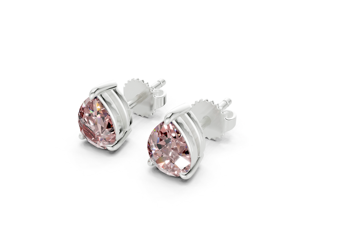 Geneva Classic Pink Diamond Pear Cut Studs