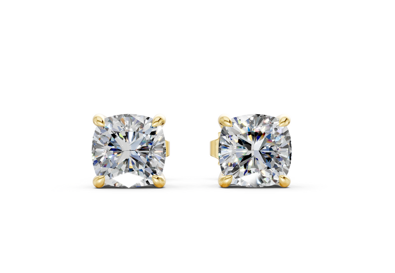 2.14 ct tw Cushion Lab-Grown Diamond Stud Earrings, 14K White Gold - Geneva 4-Prong Basket, Push-back