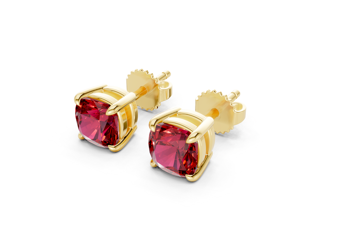 Geneva Classic Ruby Gemstone Cushion Cut Studs
