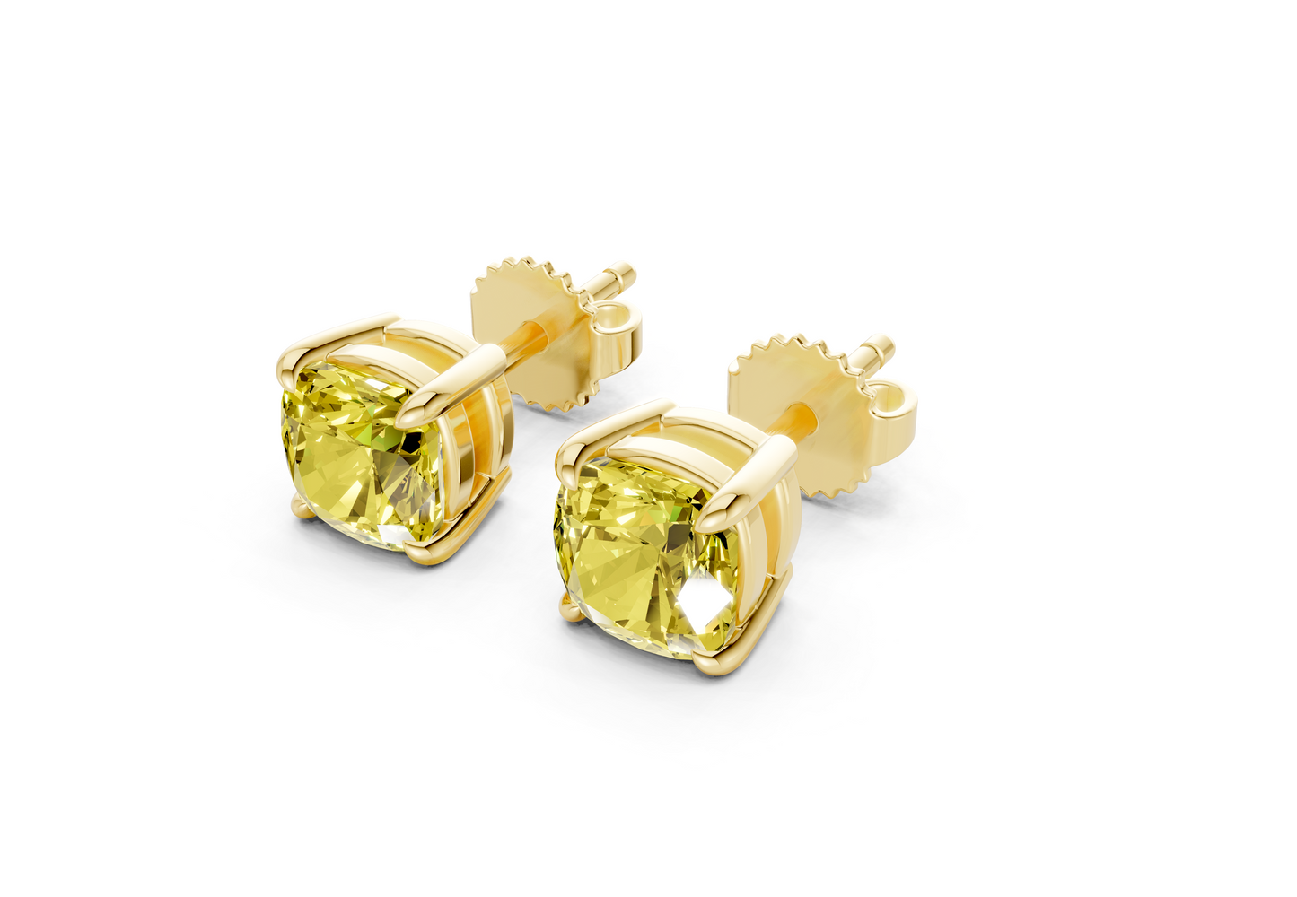 Geneva Classic Yellow Diamond Cushion Cut Studs