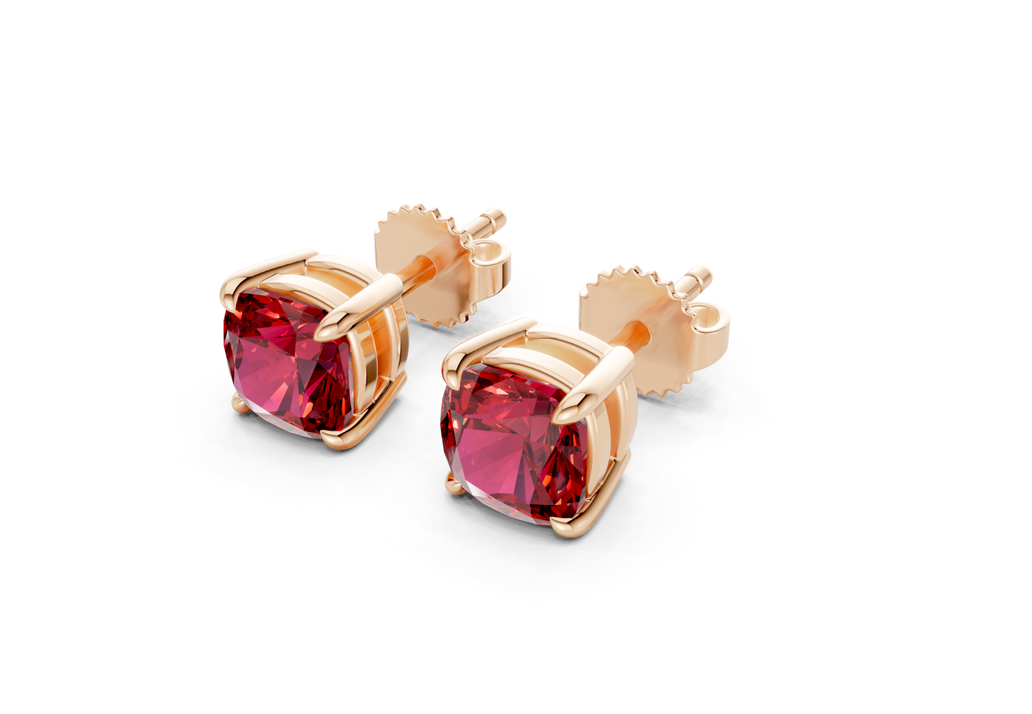 Geneva Classic Ruby Gemstone Cushion Cut Studs