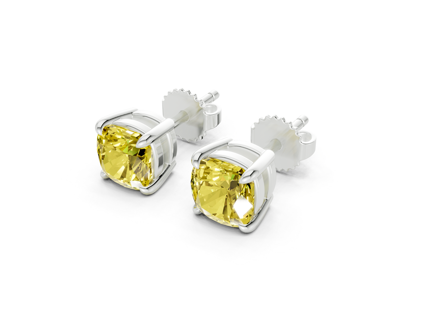 Geneva Classic Yellow Diamond Cushion Cut Studs