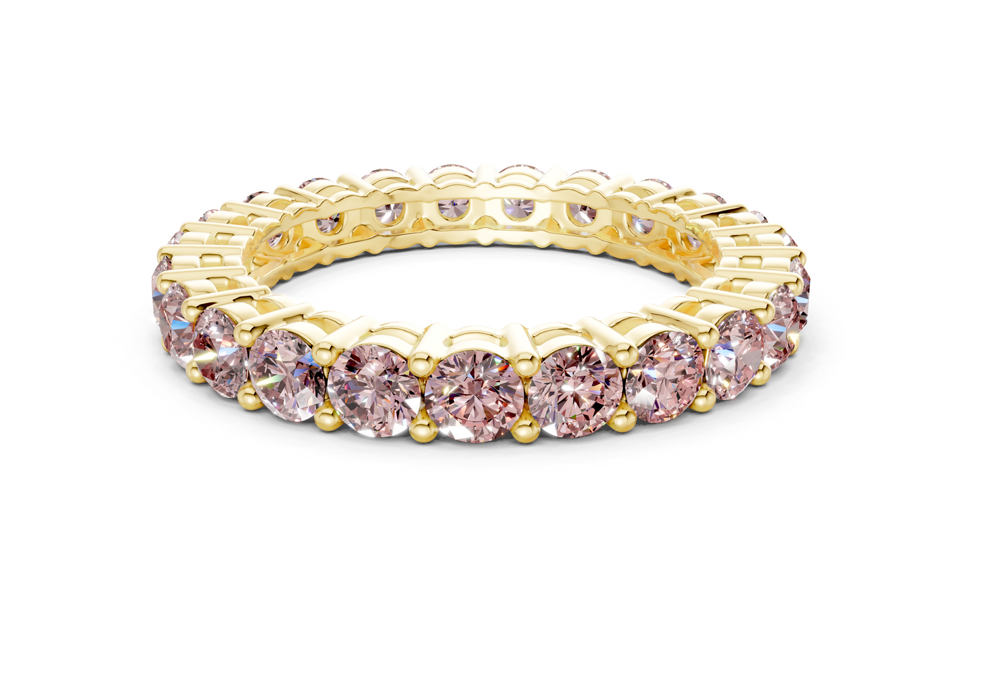 Petite Melrose Round Cut Pink Diamond Eternity Band 2½ Carat Total Wt.