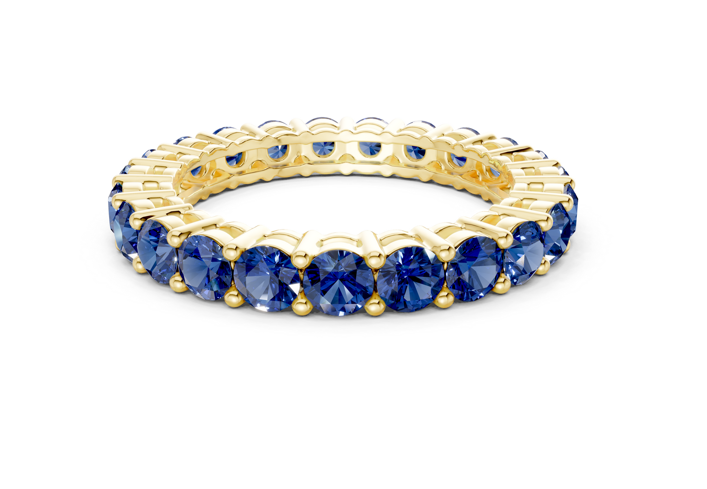 Petite Melrose Round Cut Sapphire Gemstone Eternity Band 2½ Carat Total Wt.