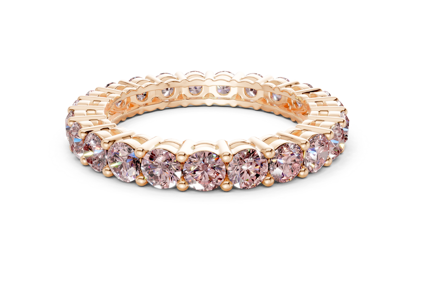 Petite Melrose Round Cut Pink Diamond Eternity Band 2½ Carat Total Wt.
