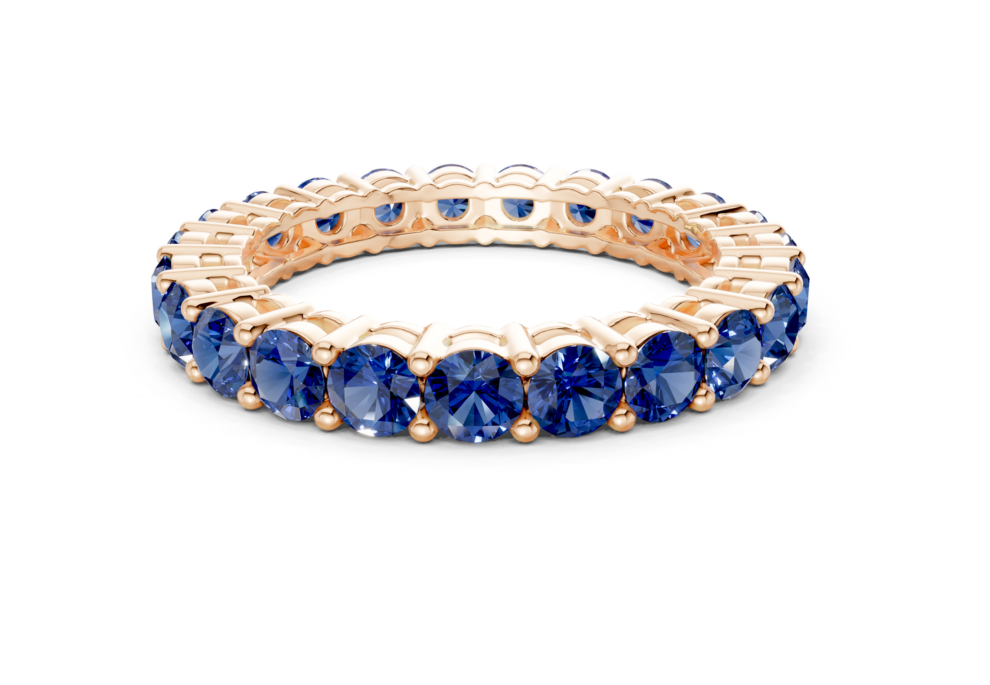 Petite Melrose Round Cut Sapphire Gemstone Eternity Band 2½ Carat Total Wt.