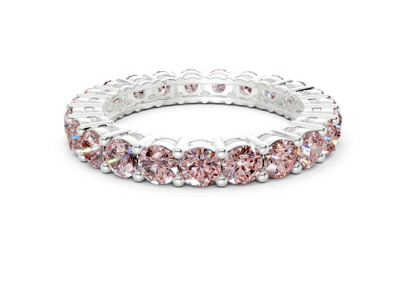 Petite Melrose Round Cut Pink Diamond Eternity Band 2½ Carat Total Wt.