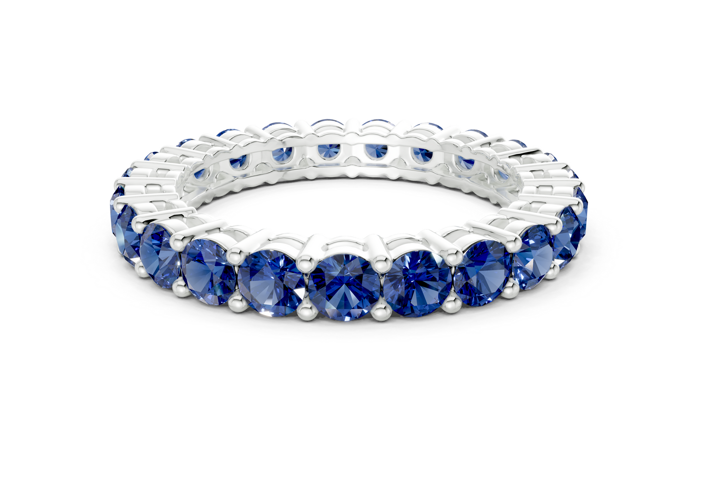 Petite Melrose Round Cut Sapphire Gemstone Eternity Band 2½ Carat Total Wt.