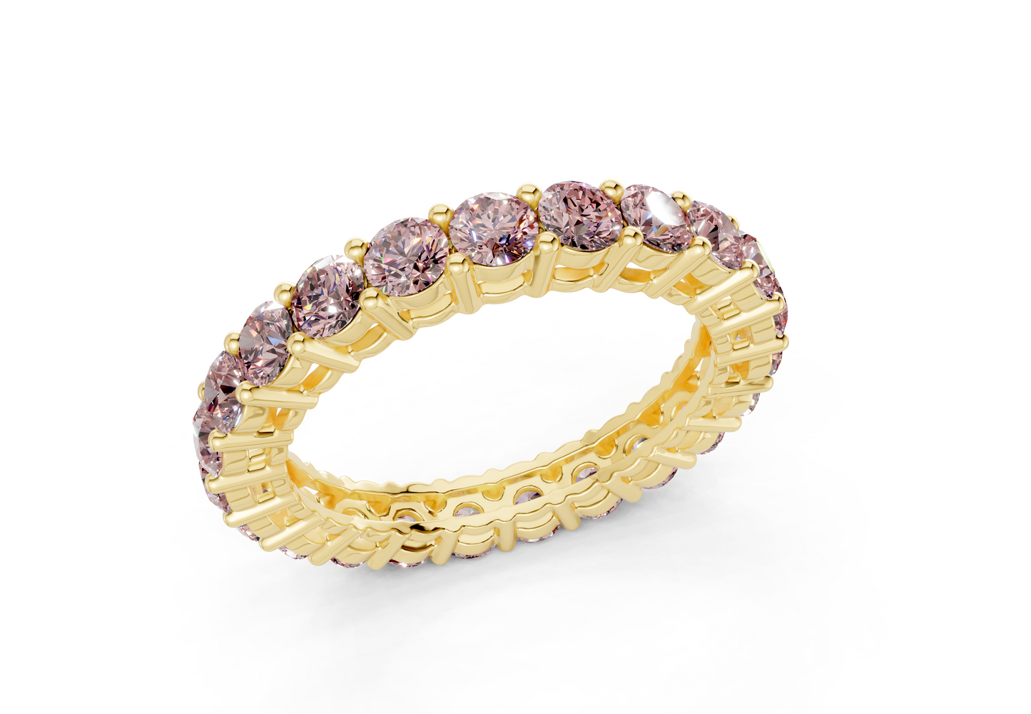 Petite Melrose Round Cut Pink Diamond Eternity Band 2½ Carat Total Wt.