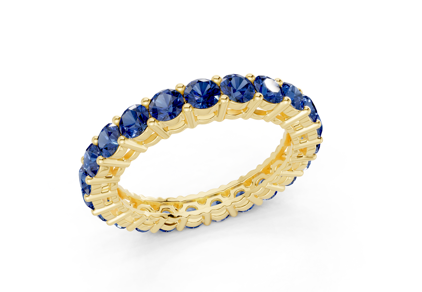 Petite Melrose Round Cut Sapphire Gemstone Eternity Band 2½ Carat Total Wt.