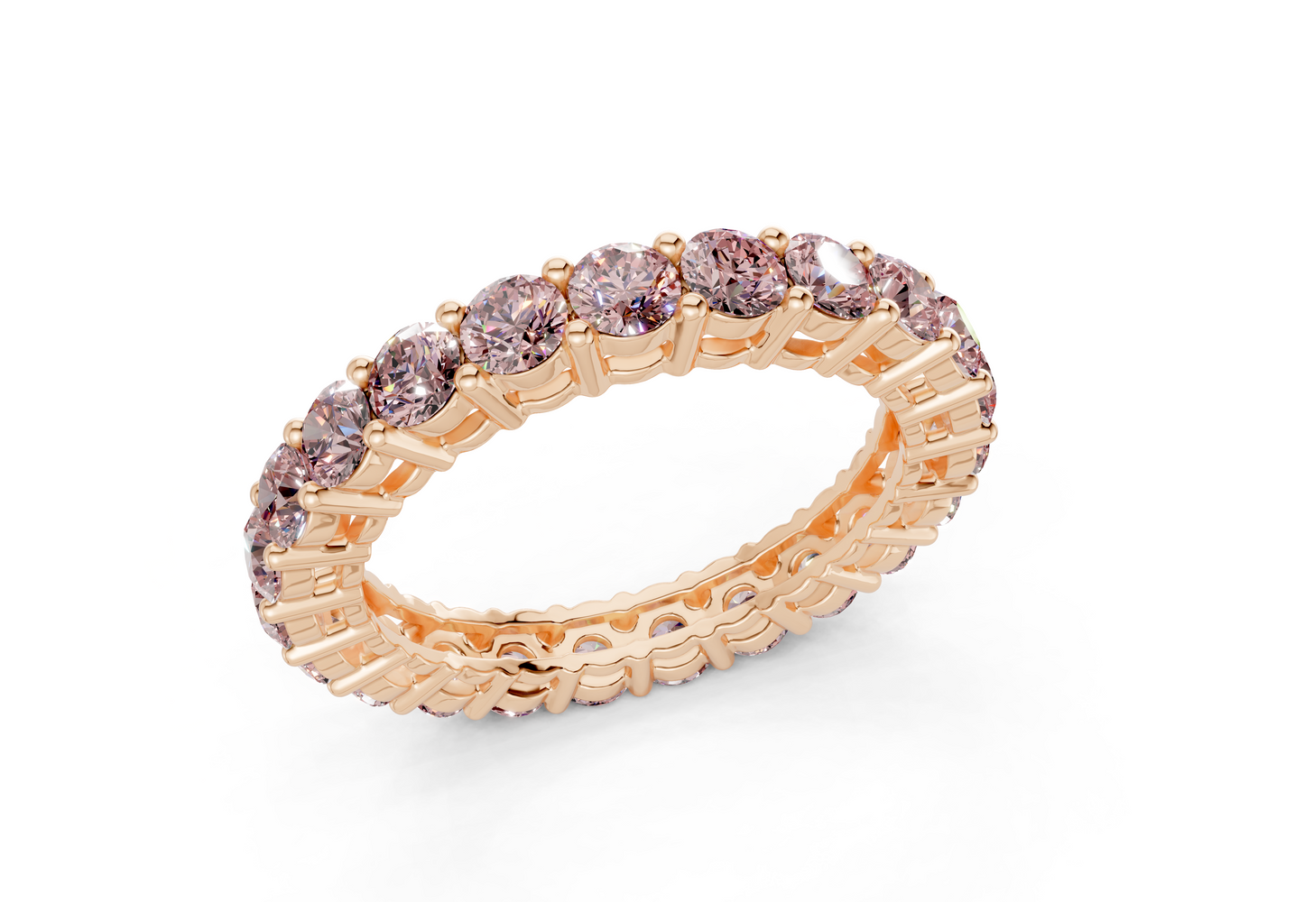Petite Melrose Round Cut Pink Diamond Eternity Band 2½ Carat Total Wt.