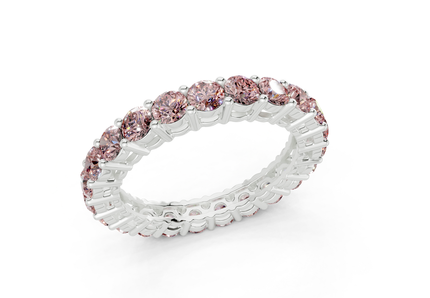 Petite Melrose Round Cut Pink Diamond Eternity Band 2½ Carat Total Wt.