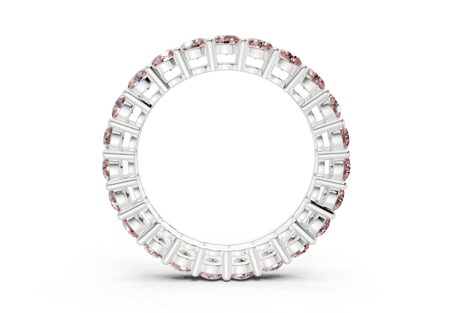 Petite Melrose Round Cut Pink Diamond Eternity Band 2½ Carat Total Wt.