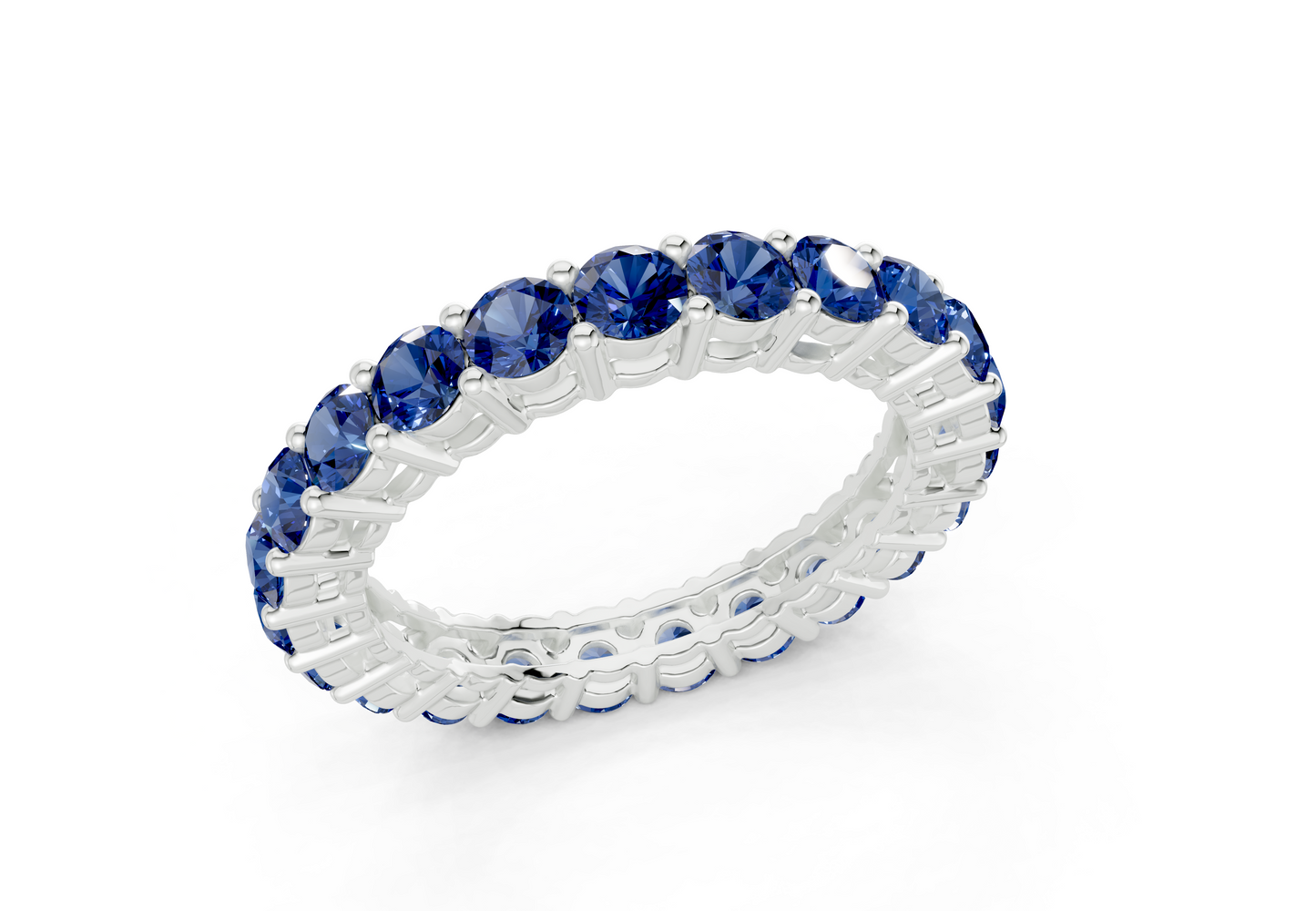 Petite Melrose Round Cut Sapphire Gemstone Eternity Band 2½ Carat Total Wt.