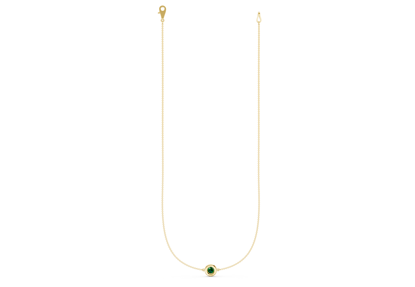 Tranquil Emerald Gemstone Stationed Necklace ½ Carat Total Wt.