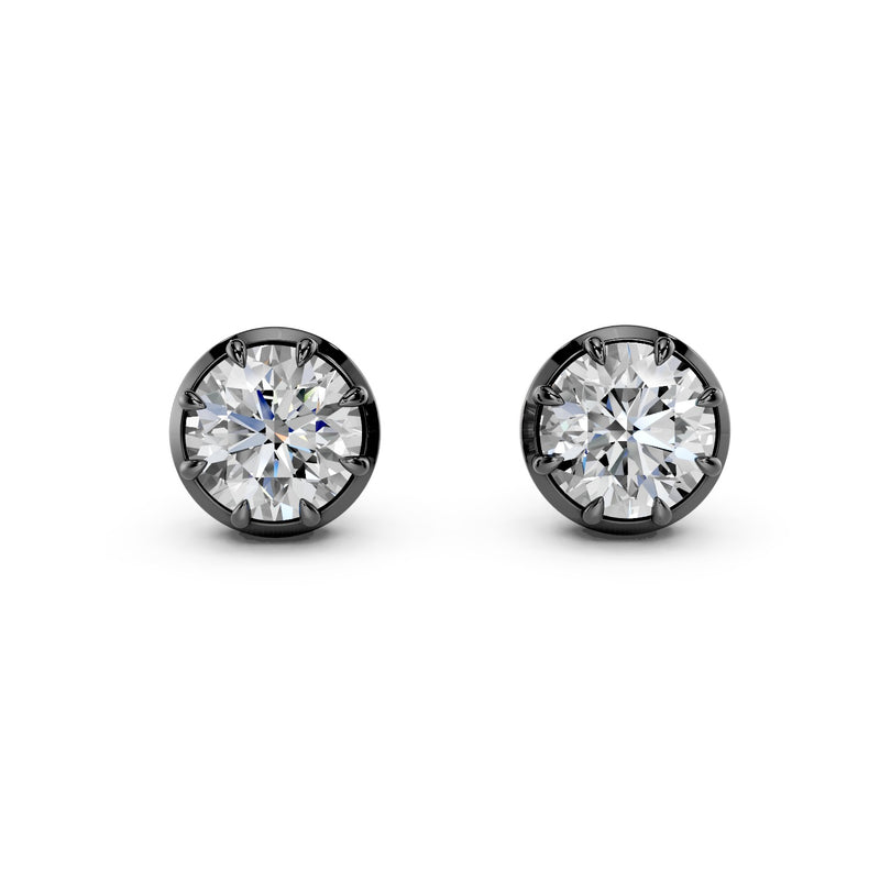 Georgian Two-Tone Round Diamond Stud Earrings in 14K Yellow Gold — Ring Premier