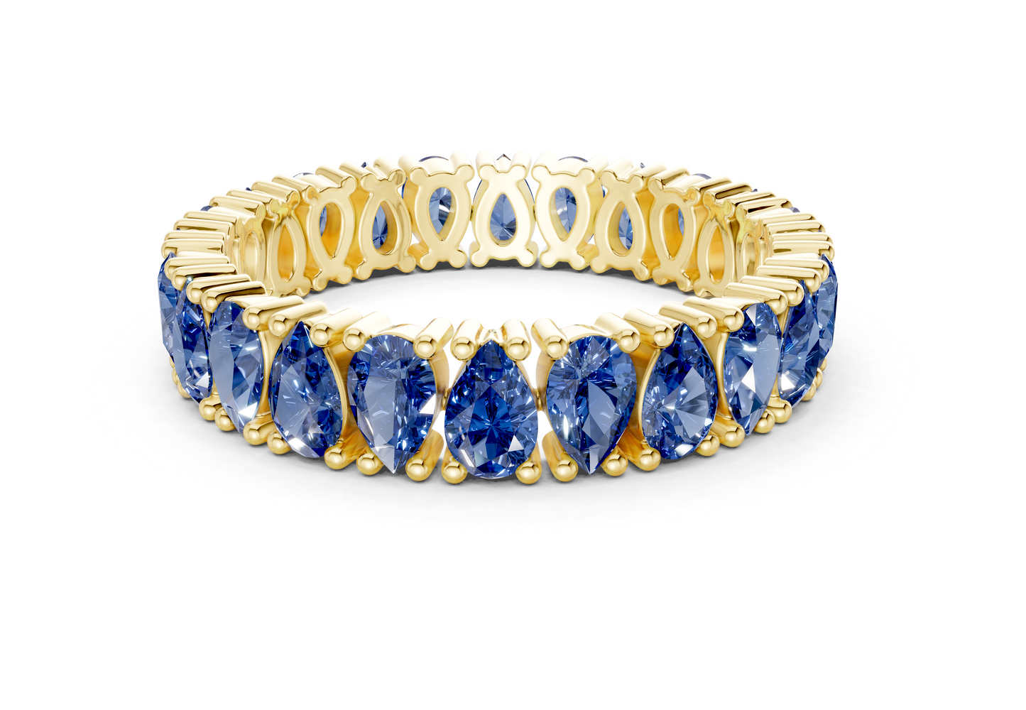 Petite Melrose Pear Cut Sapphire Gemstone Eternity Band 2½ Carat Total Wt.